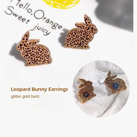 Cheetah Bunny Studs - Picture 4 of 5